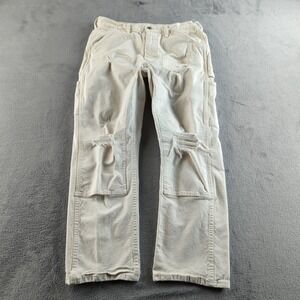 AE77 Carpenter Pants 31x26 Cream Distressed Loose Baggy Skate Grunge Y2K Style
